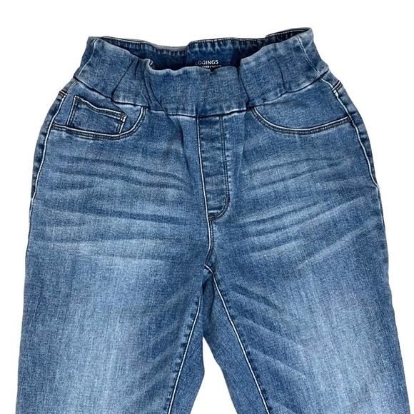 Chicos Pull on Paper Bag Waist High Rise Medium Wash Jeggings Size 6 - Picture 2 of 15